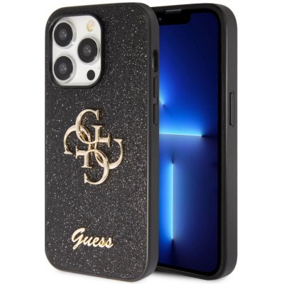 Guess PU Fixed Glitter 4G Metal Logo iPhone 15 Pro Max Černé – Zboží Mobilmania