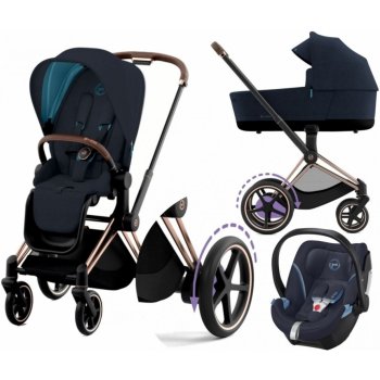 CYBEX Rám e-Priam 2.0 + Seat Pack + Lux Carry Cot + Aton 5 2023 Midnight Blue Plus