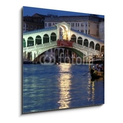 Obraz 1D - 50 x 50 cm - Le pont du rialto et gondole de nuit venice rialto grand kanál – Zboží Mobilmania