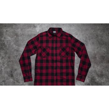 Urban Classics Checked Flanell shirt černá tmavě vínová