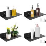 LDHHYH Sada 4 nástěnných polic, černý kov, plovoucí knihovna 20x12x4 cm, bytová dekorace, nástěnná – Zboží Mobilmania