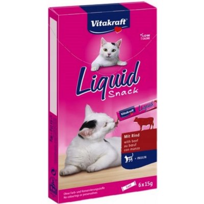 Vitakraft Cat Liquid snack hovězí a inulin 6 x 15 g – Zboží Mobilmania