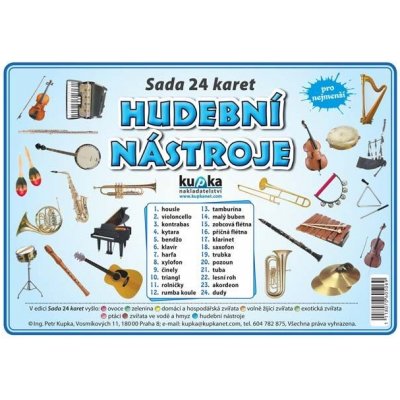 Sada 24 karet - hudební nástroje A6 15x10 cm – Sleviste.cz