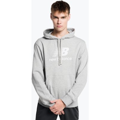 New Balance Essentials Stacked Logo French Terry Hoodie šedá NBMT31537AG