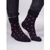 YO SKF0015G TEPLÉ froté termo Ponožky černé s růžovými puntíky