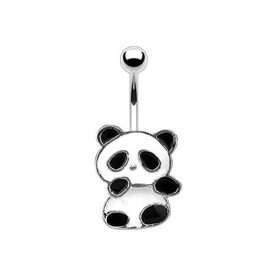 Šperky eshop piercing do pupíku panda s bílou a černou glazurou W39.20 – Zboží Mobilmania