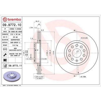 Brzdový kotouč BREMBO 09.9772.11 | Zboží Auto