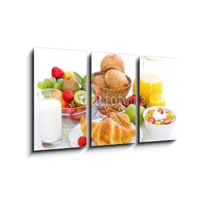 Obraz 3D třídílný - 90 x 50 cm - Healthy breakfast on the table Zdravá snídaně na stole – Hledejceny.cz