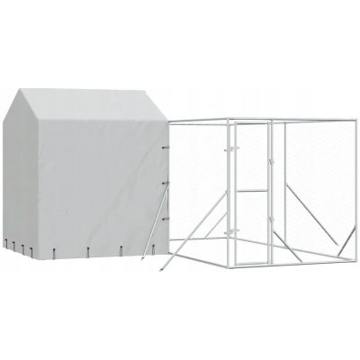 VidaXL Kotec pro psa se střechou stříbrná 400 x 400 x 250 cm ocel ocel – Sleviste.cz