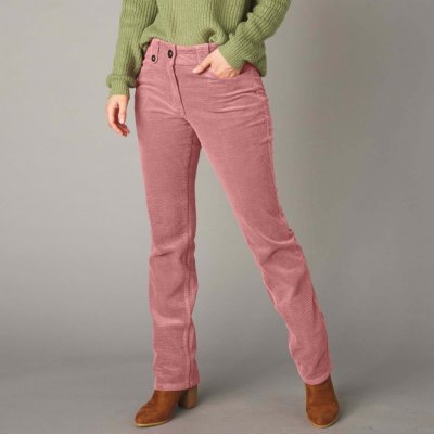 Blancheporte Rovné manšestrové kalhoty šedorůžová