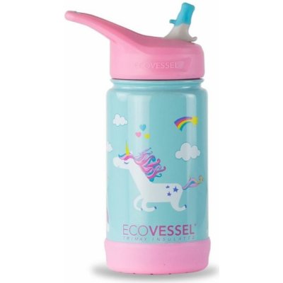 Eco Vessel Frost Dětská termo láhev s brčkem Unicorn 355 ml