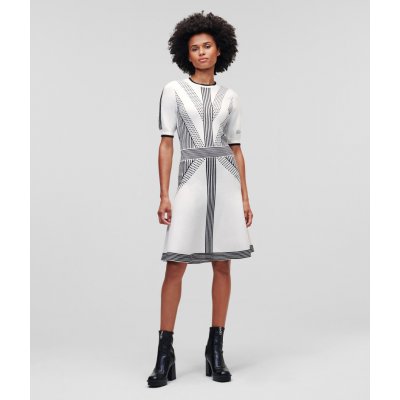 Karl Lagerfeld 3/4 Sleeve Knit Dress bílá