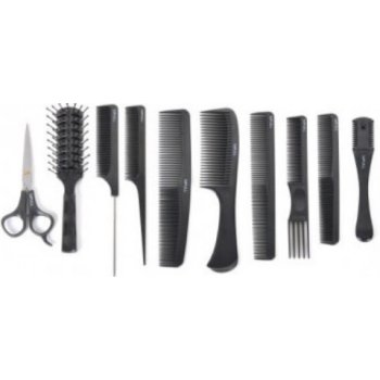 Bifull Set of 8 Combs, Scissors, Razor and Case Black