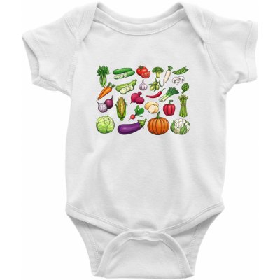 Zelenina ze zahrádky Body kojenecké krátký rukáv bílé