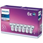 Philips žárovka LED 4,6 W, GU10, studená bílá, 6 ks – Zboží Mobilmania