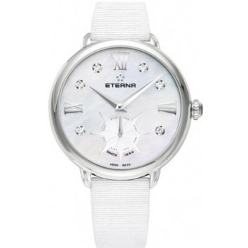 Eterna Lady Eterna Small Second 34 White MOP endowed with 6 diamonds textile White