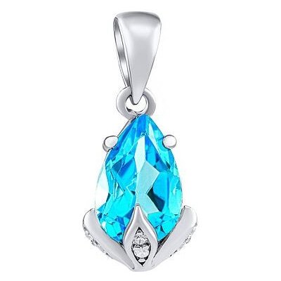 SILVEGO Stříbrný přívěsek Clarissa se Swiss Blue Topaz a Brilliance Zirconia JJJ1267PTS