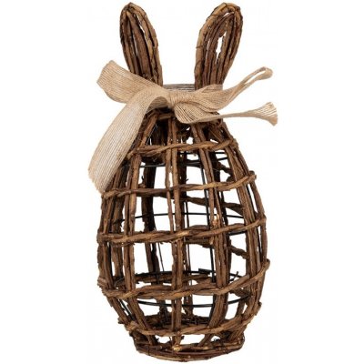 Hnědá proutěná dekorace vajíčko s králičími oušky 16*16*31 cm – Hledejceny.cz