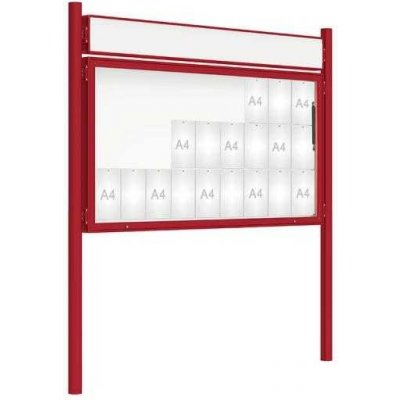 PROCITY Venkovní vitrína model 2000 27x A4, červená, včetně sloupků a záhlaví | Zboží Auto