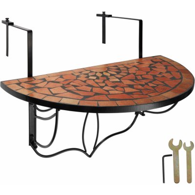TecTake 402765 Skládací stůl na balkon s mozaikou terakota ocel – Zboží Mobilmania