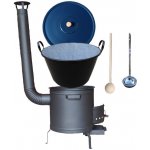 Perfect Home kotel na guláš smalt 60 l zabíjačkový speciální žáruvzdorná kotlina Plus 600 °C 53 cm poklice smalt 59 cm naběračka 350 ml a vařečka 70 cm BIG PA – Zboží Dáma