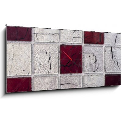 Obraz s hodinami 1D panorama - 120 x 50 cm - texture mosaic tiles textura mozaikové dlaždice – Zboží Mobilmania