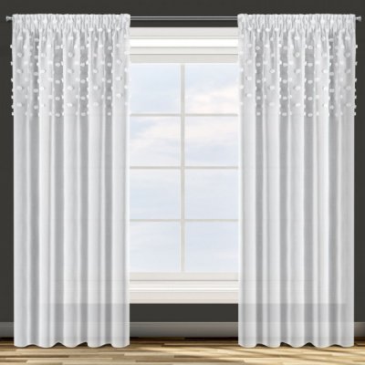 Hotový závěs D91 STELLA bílý - na pásce – Zboží Mobilmania