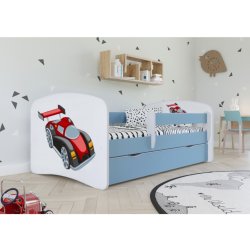 Kocot Kids Babydreams závodní auto modrá se šuplíky s matrací