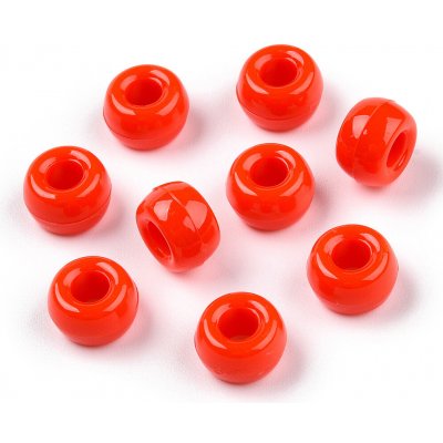 Akrylové korálky - pony beads - červené - 6 x 9 mm - 10 ks – Sleviste.cz