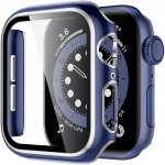 AW Lesklé prémiové ochranné pouzdro s tvrzeným sklem pro Apple Watch Rozteč: 38mm, Modré tělo / stříbrný obrys IR-AWCASE009 – Zboží Živě