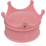 Šperky Eshop Růžová sametová krabička ve tvaru korunky s nápisem Princess a kamínky Y21.15 – Sleviste.cz