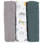 PETITE&MARS bambusová mušelínová Moussy Grey Planes 68 x 68 cm 3 ks – Sleviste.cz