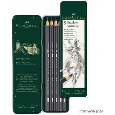 Faber-Castell Akvarelová grafitová tužka Graphite Aquarelle 5 ks plechová krabička 117805 – Zboží Živě