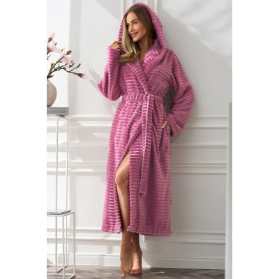 L&L Teplý dámský župan Robin s kapucí Fialovo-růžová – Zboží Dáma