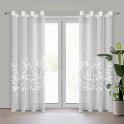EUROFIRANY ZÁCLONA NA KROUŽCÍCH ESTELLA 140X250 CM LISTY – Hledejceny.cz