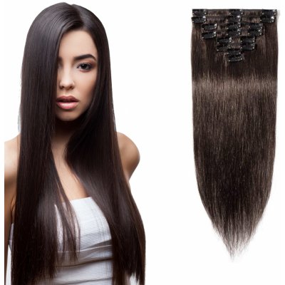 Girlshow Clip in vlasy 55 cm lidské Remy, 100 g odstín 2 (tmavě hnědá pralinka) – Zboží Mobilmania