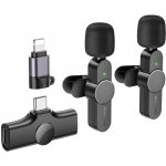 Borofone - 2 balení Bezdrátové lavalier mikrofony Trophy BFK12 - 2,4Ghz, Type-C, Lightning, 70mAh - černé – Zboží Živě