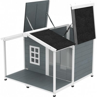 PawHut Psí bouda odolná proti povětrnostním vlivům 103 x 107 x 83,5 cm šedá – Zboží Dáma