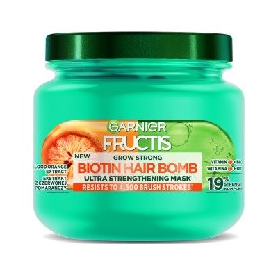 Garnier Fructis Grow Strong Biotin Hair Bomb posilňujúca maska na vlasy 320 ml