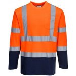 Portwest Reflexní tričko s dlouhým rukávem Cotton Comfort Plus Hi-Vis oranžové/modré 92378