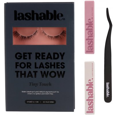 Lashable DIY umělé trsové řasy Startovací Sada Tiny Touch 5-12mm trsové řasy 5-13mm + Lepidlo na řasy 5g + Fixátor 5g + Aplikátor na řasy 1ks - vhodné pro citlivou pokožku – Hledejceny.cz