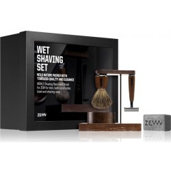 Zew Wet Shaving Set holicí strojek + miska na holicí přípravky + kosmetický štětec na holení + mýdlo na holení 85 ml dárková sada