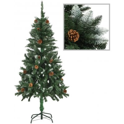 Umělý vánoční stromek se šiškami a bílými třpytkami 150 cm 284317