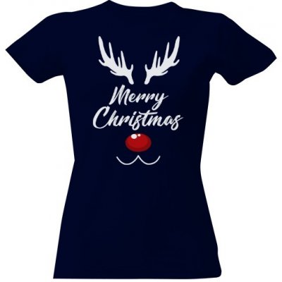 Tričko s potiskem Merry Christmas Sob Námořní modrá