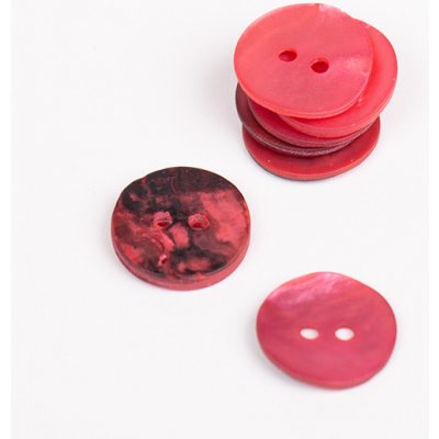 Kulatý knoflík Drops Ø 15 mm perleťový červený