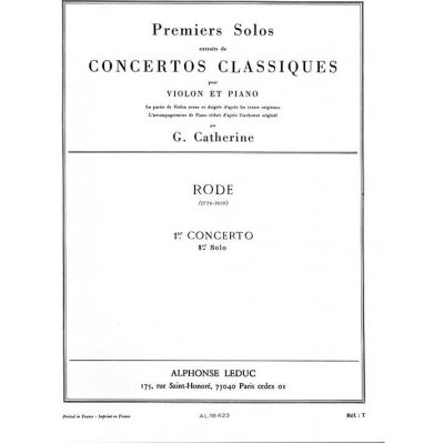 Concerto no. 1 Rode Premiers Solos Concertos Classiques noty pro housle a klavír 600530 – Zboží Mobilmania