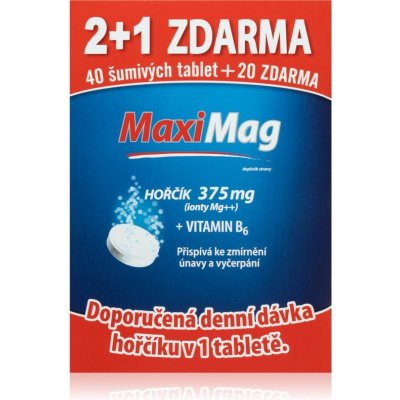 MaxiMag Hořčík+B6 šumivé tablet. 3 x 20 tablet – Hledejceny.cz