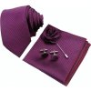 Kravata Houndstooth set kravata kapesník a manžetové knoflíčky + brož červeno modrý