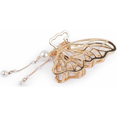 Skřipec do vlasů kovový s perlovým přívěskem Varianta: 3 zlatá motýl, Balení: 1 ks – Zboží Dáma Skřipec do vlasů kovový s perlovým přívěskem Varianta: 3 zlatá motýl, Balení: 1 ks – Zboží Dáma