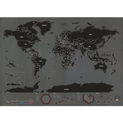 Stieracia mapa sveta Black